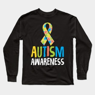 Cute Autism Awareness Ribbon Autistic Supporter Long Sleeve T-Shirt